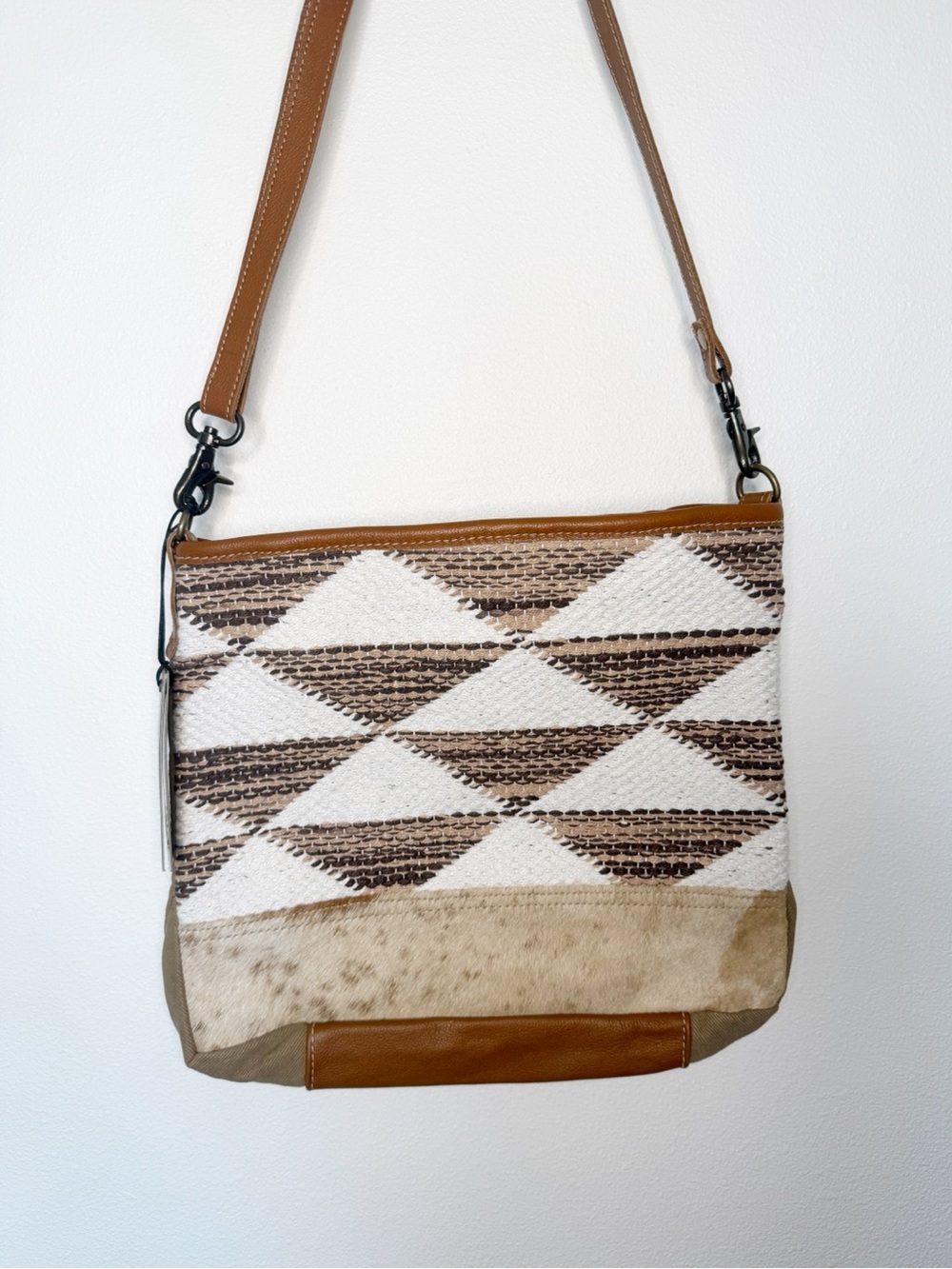 Leather & Rug Cowhide Crossbody Myra Bag in Brown and Cream